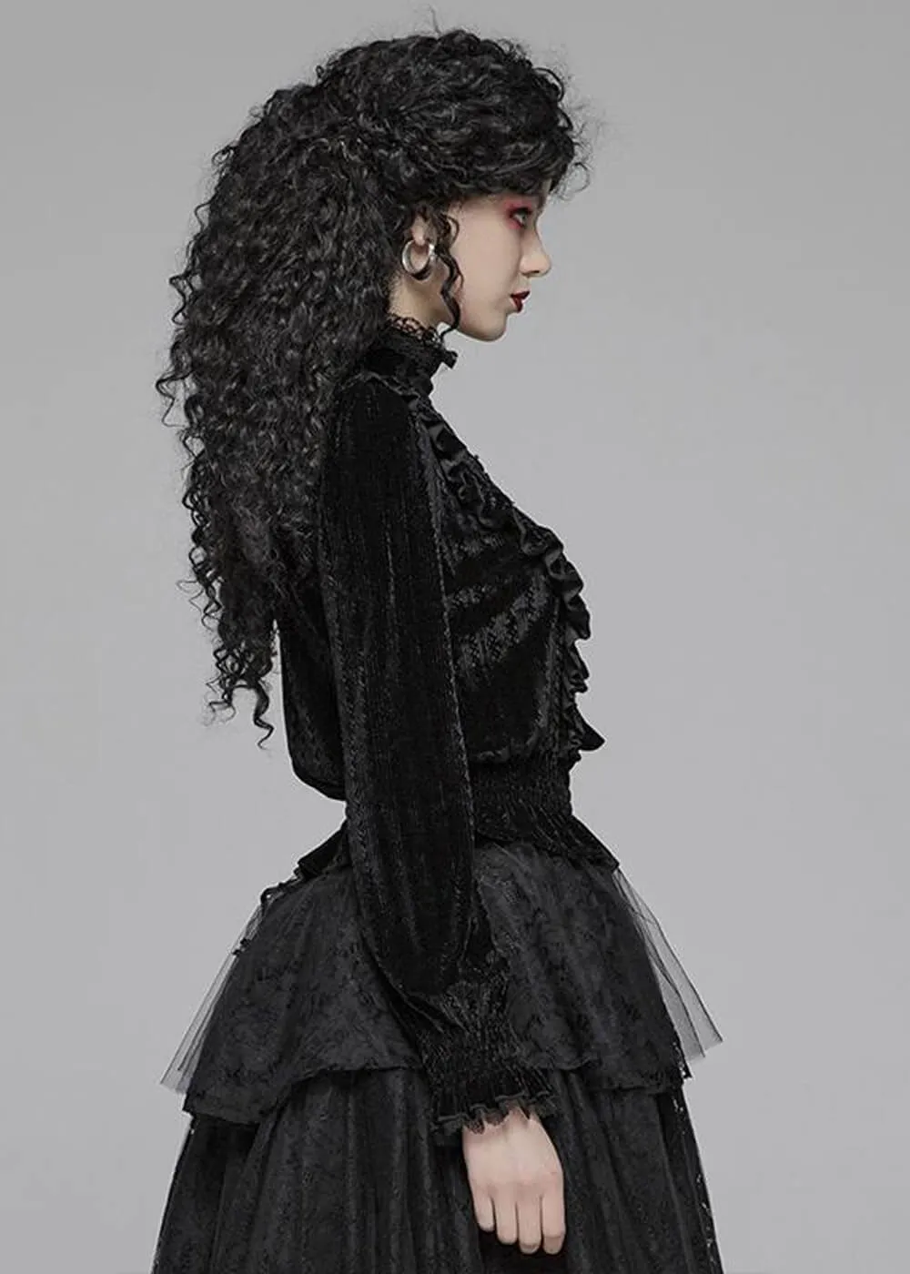 Punk Rave Cello Velvet Blouse Zwart
