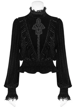 Punk Rave Cello Velvet Blouse Zwart