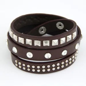 Punk Rock Multilayer PU Leather Bracelets & Bangles for Women Men Jewelry Fashion Wristband Charm Bracelet Pulseras