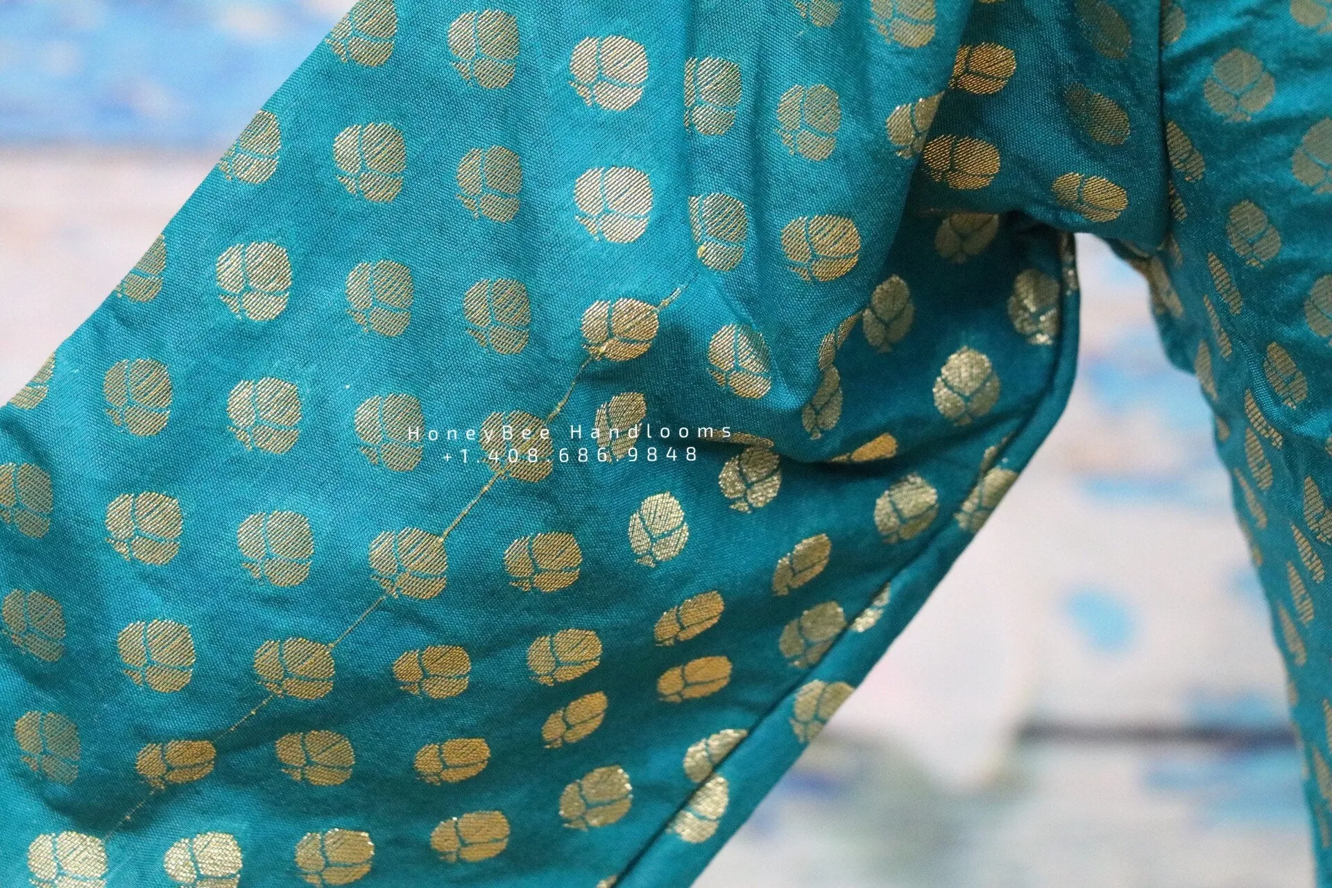 Pure Benaras blouse ,brocade blouse,blue banaras blouse,bot neck blouse,saree stitched blouse,fancy saree blouse,ready to wear saree blouse