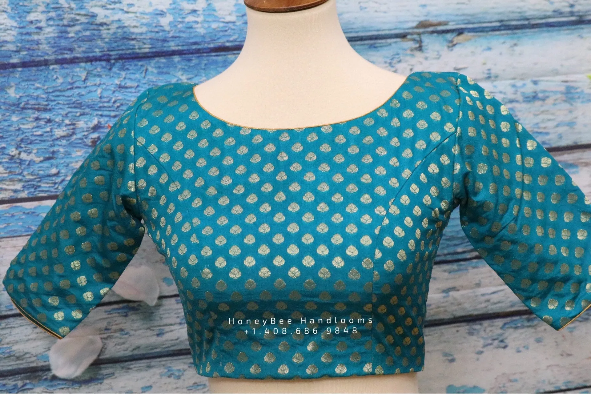 Pure Benaras blouse ,brocade blouse,blue banaras blouse,bot neck blouse,saree stitched blouse,fancy saree blouse,ready to wear saree blouse