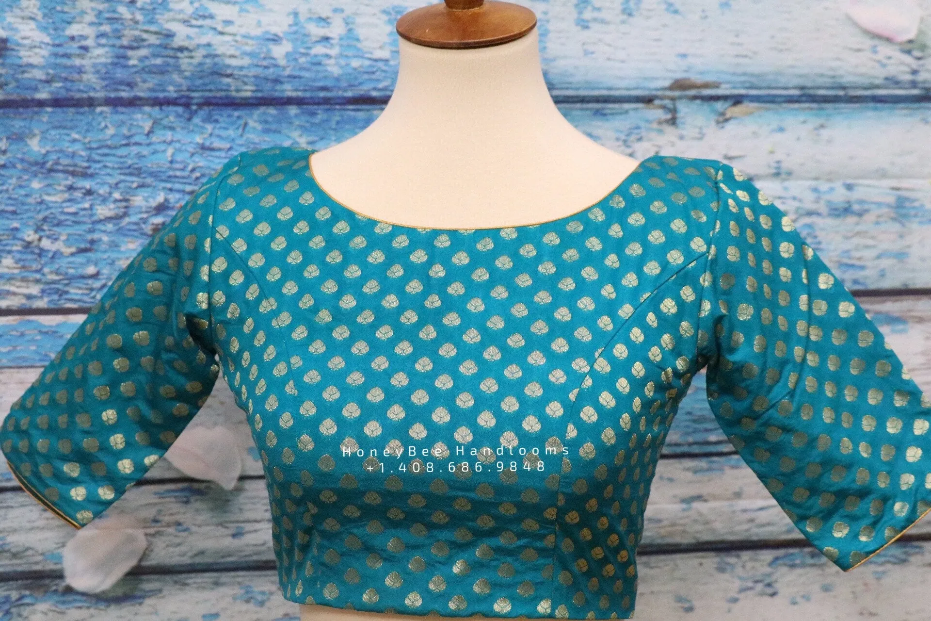Pure Benaras blouse ,brocade blouse,blue banaras blouse,bot neck blouse,saree stitched blouse,fancy saree blouse,ready to wear saree blouse