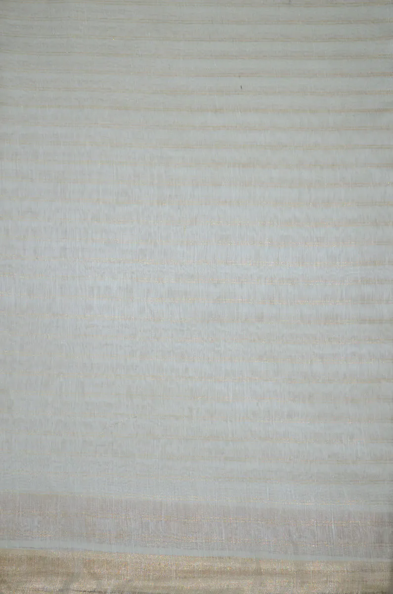 Pure Checkered Handloom Silk Linen Zari Bordered Fabric