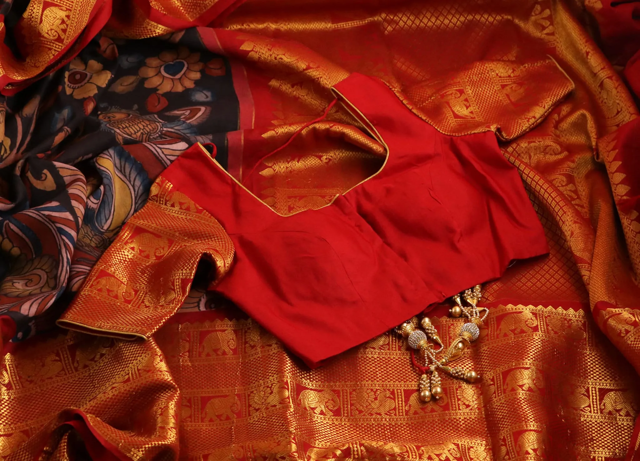 Pure kanchi pen kalamkari Saree in kanchi border | kanchi saree | Authentic pattu Saree | Handloom Saree | pattu saree