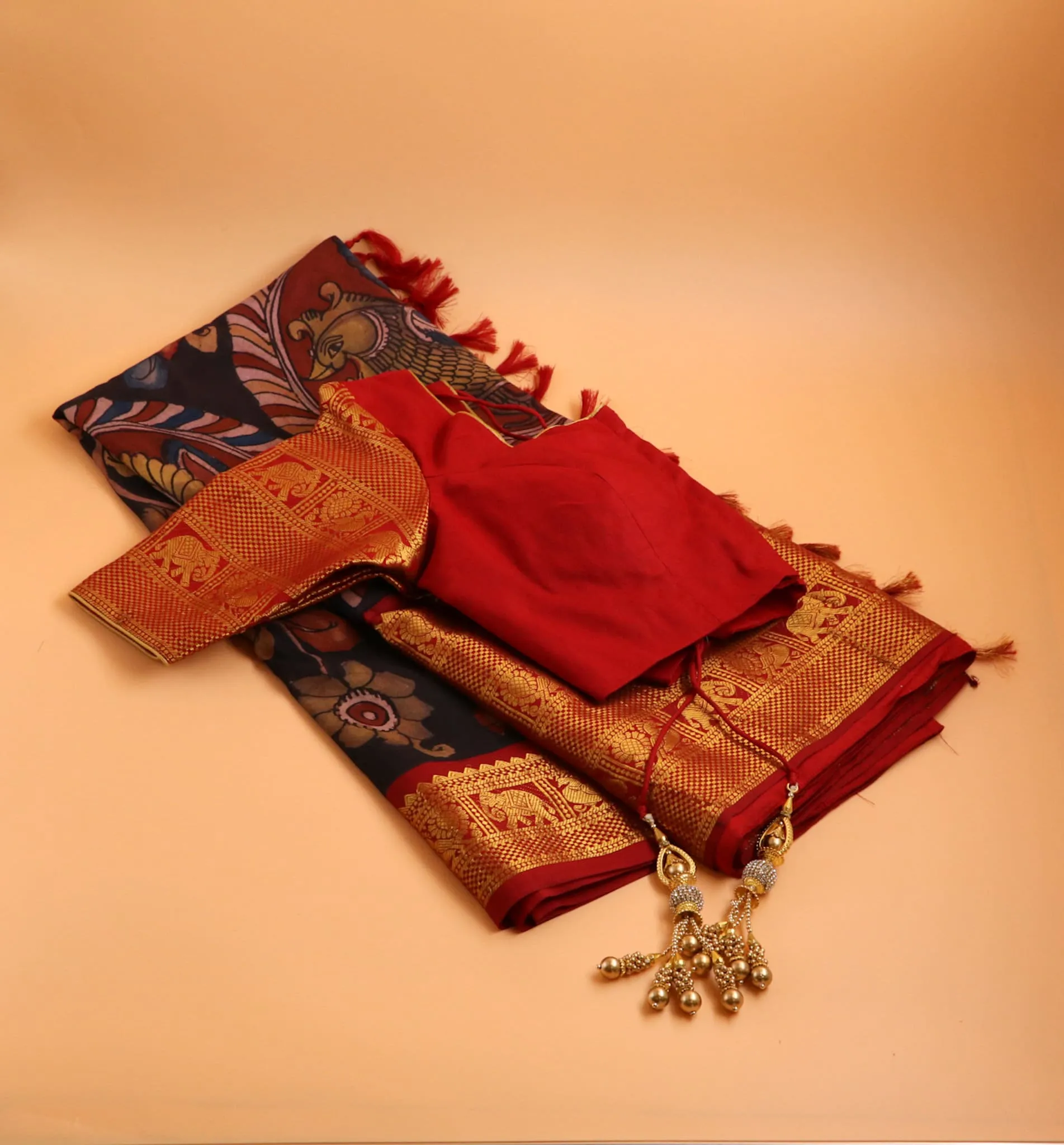 Pure kanchi pen kalamkari Saree in kanchi border | kanchi saree | Authentic pattu Saree | Handloom Saree | pattu saree
