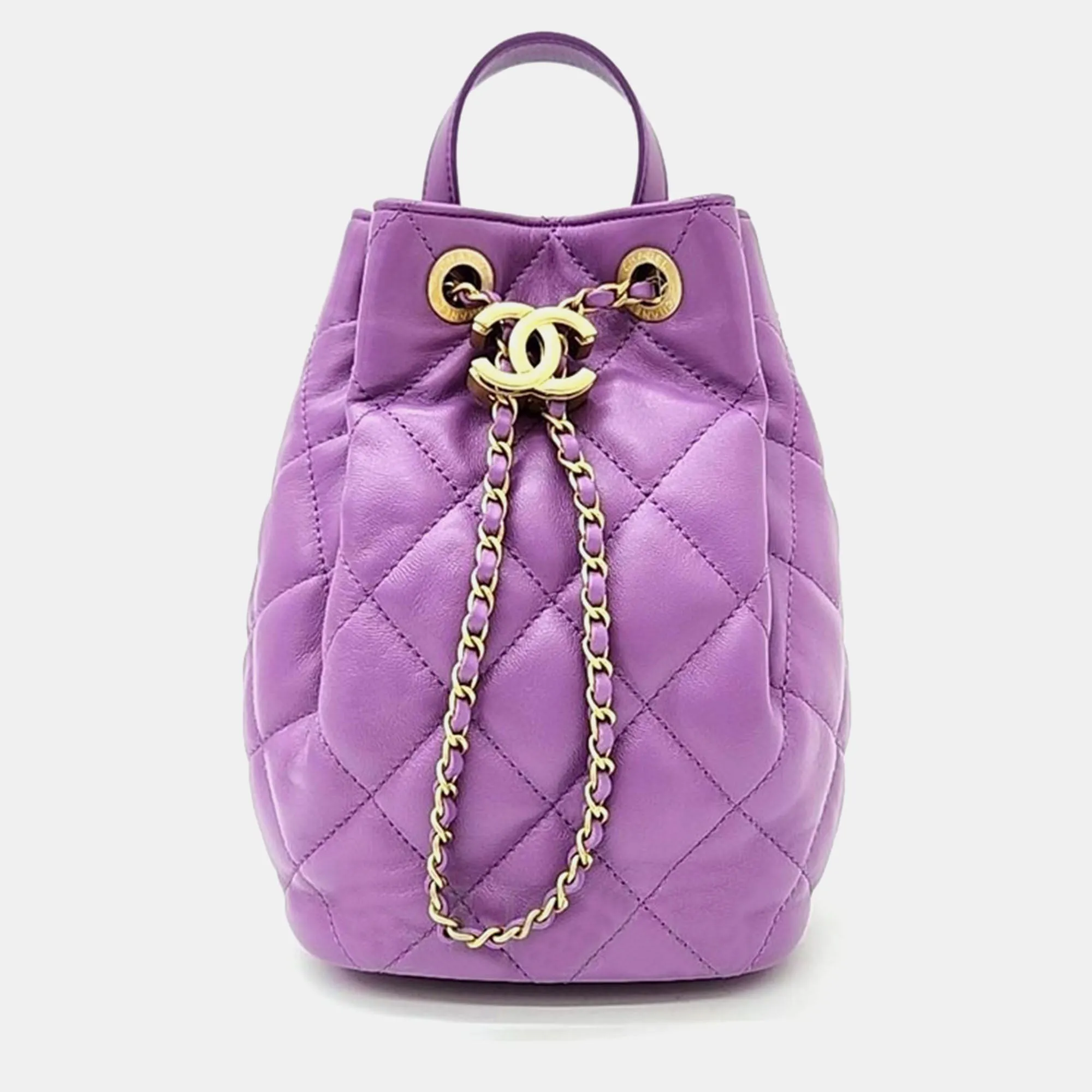 Purple Leather Drawstring Backpack