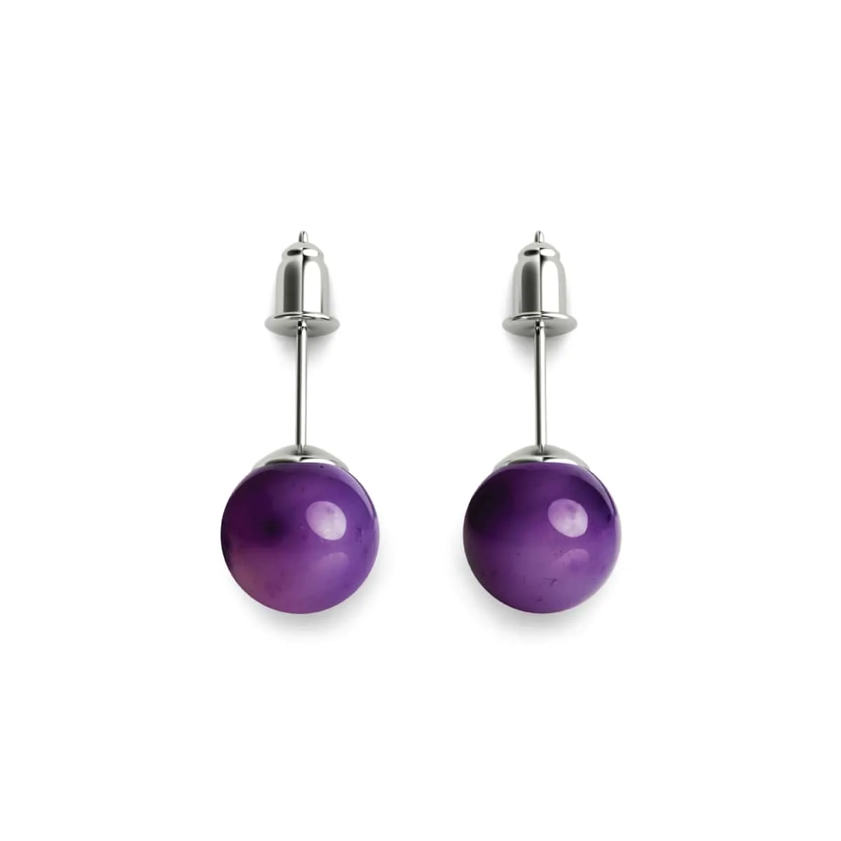 Purple Line Faceted Agate | .925 Sterling Silver | Gemstone Stud Earrings