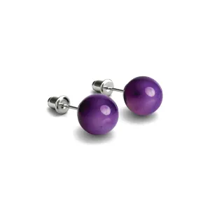 Purple Line Faceted Agate | .925 Sterling Silver | Gemstone Stud Earrings