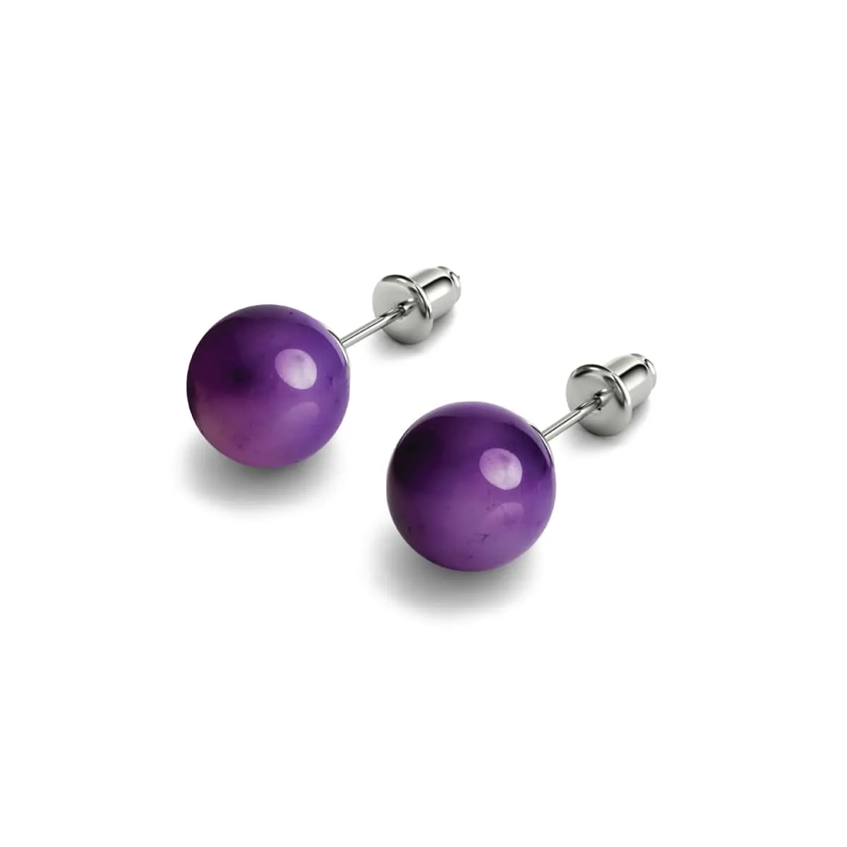 Purple Line Faceted Agate | .925 Sterling Silver | Gemstone Stud Earrings