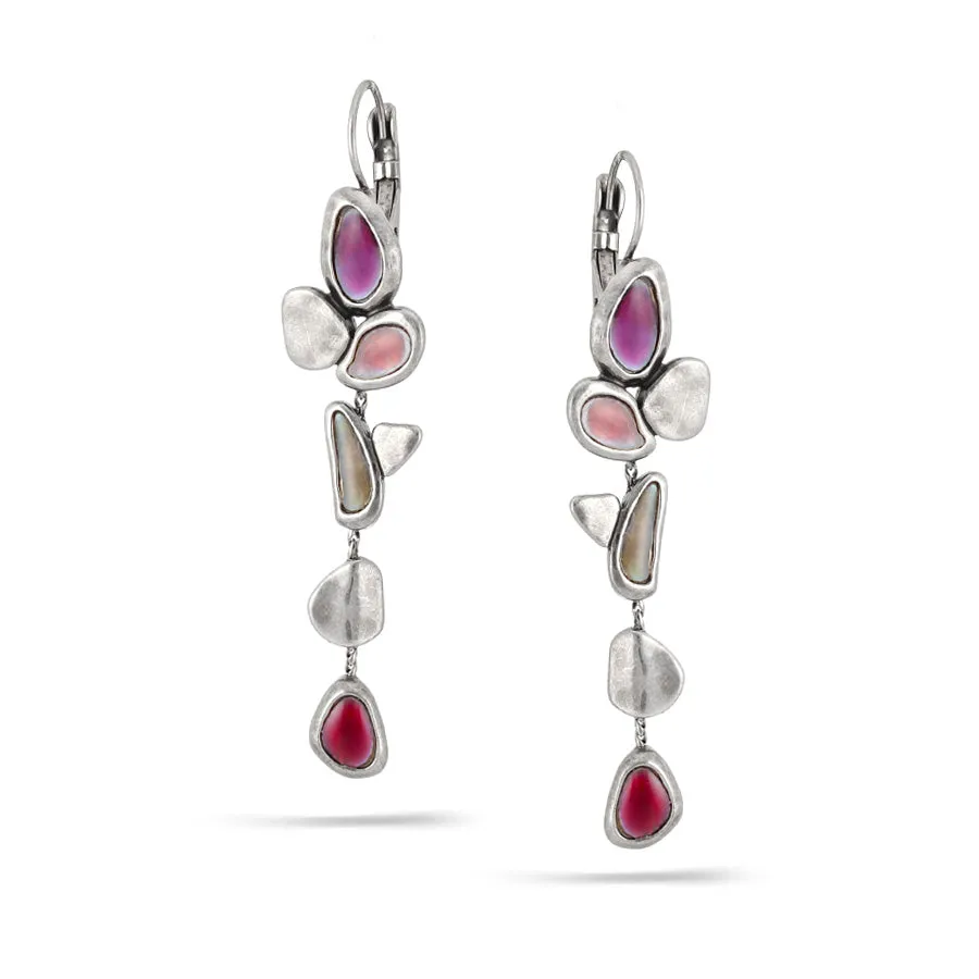 PURPLE LONG DROP EARRINGS #222PP3301 (1E1)