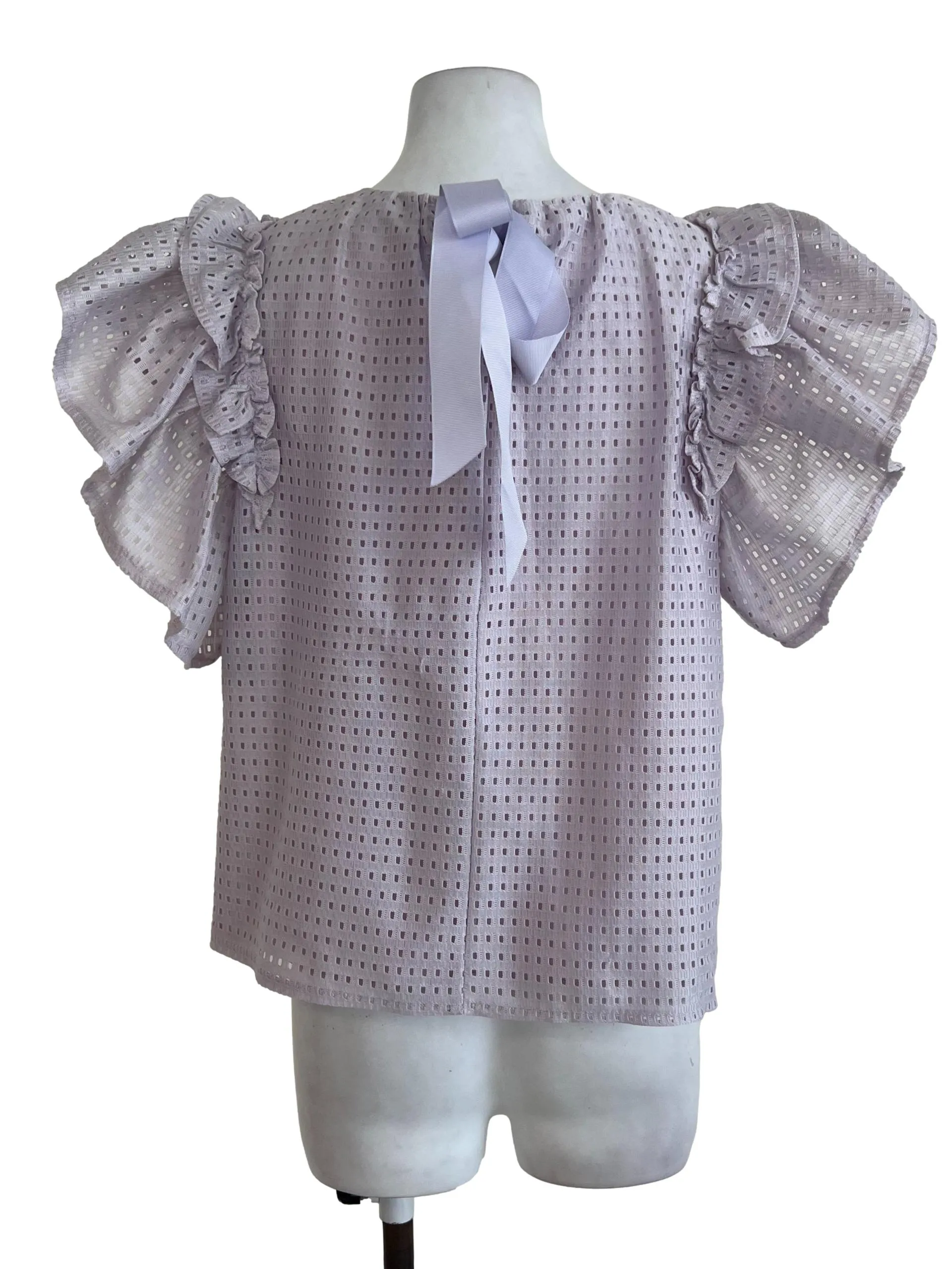 Purple Ruffle Textured Blouse