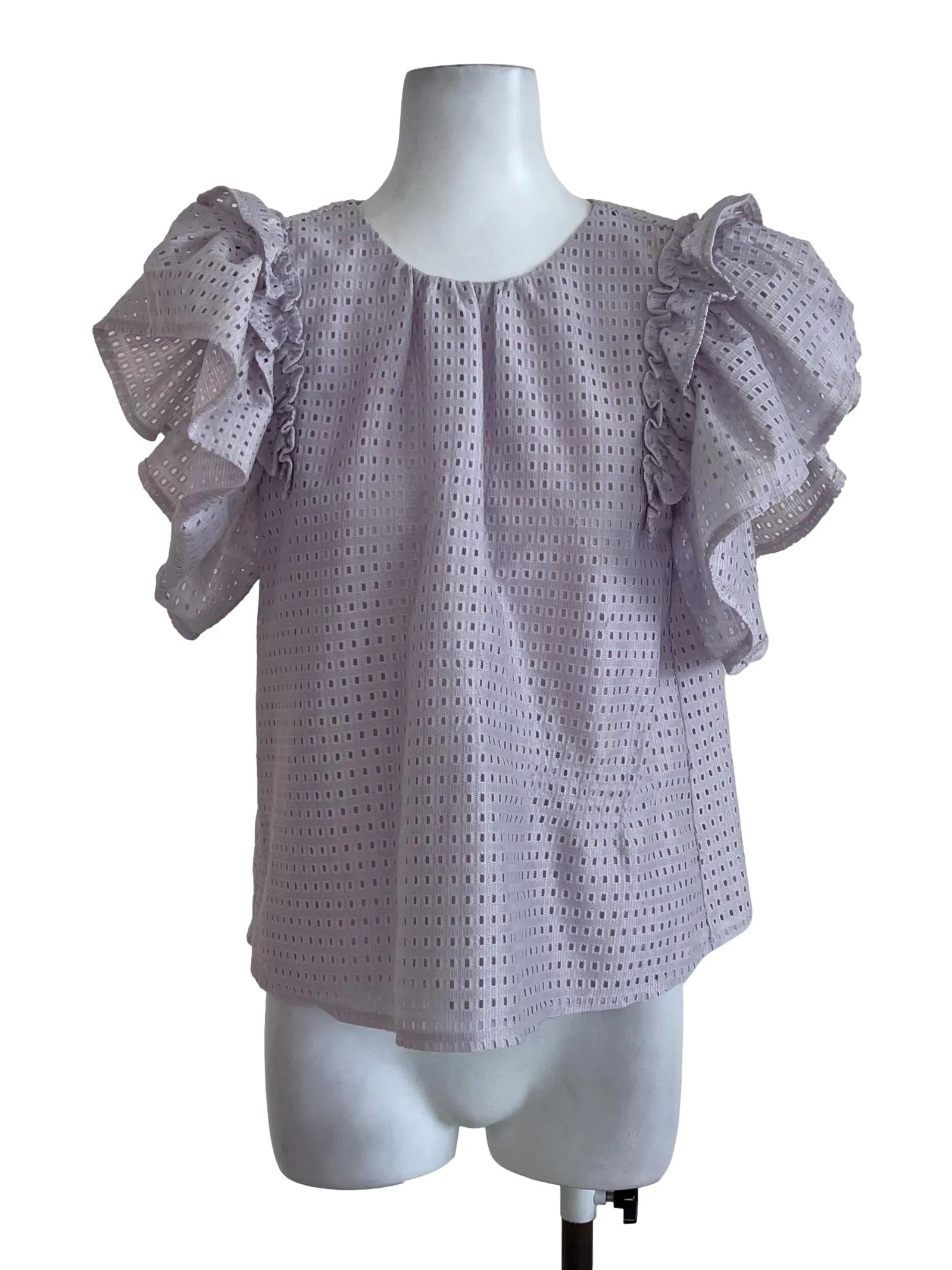 Purple Ruffle Textured Blouse