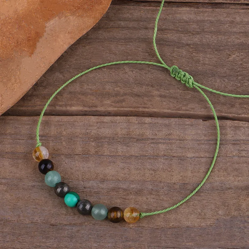 Quartz & Green Beaded Adjustable Bracelet