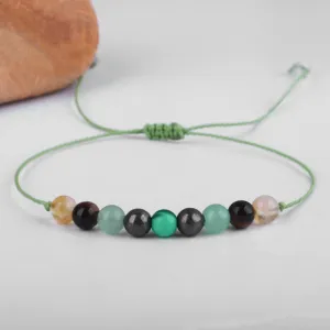 Quartz & Green Beaded Adjustable Bracelet