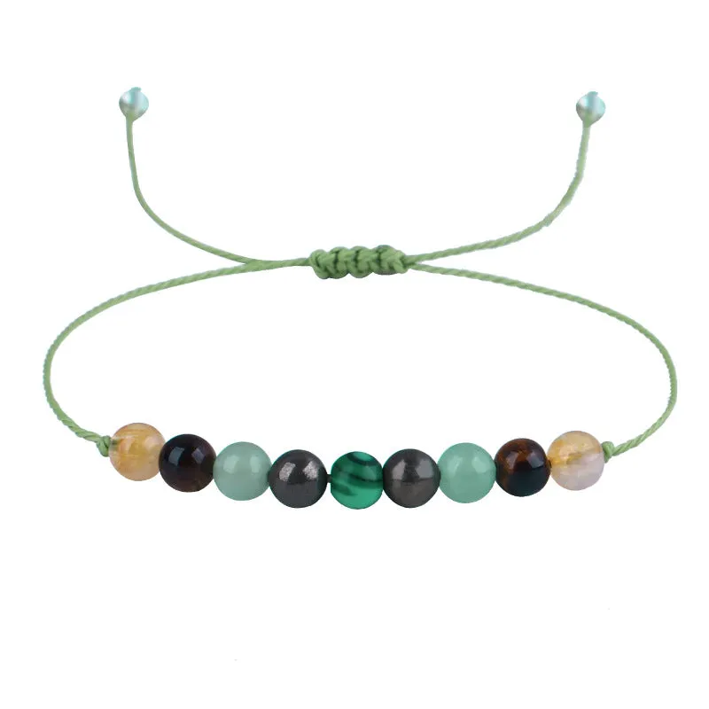 Quartz & Green Beaded Adjustable Bracelet