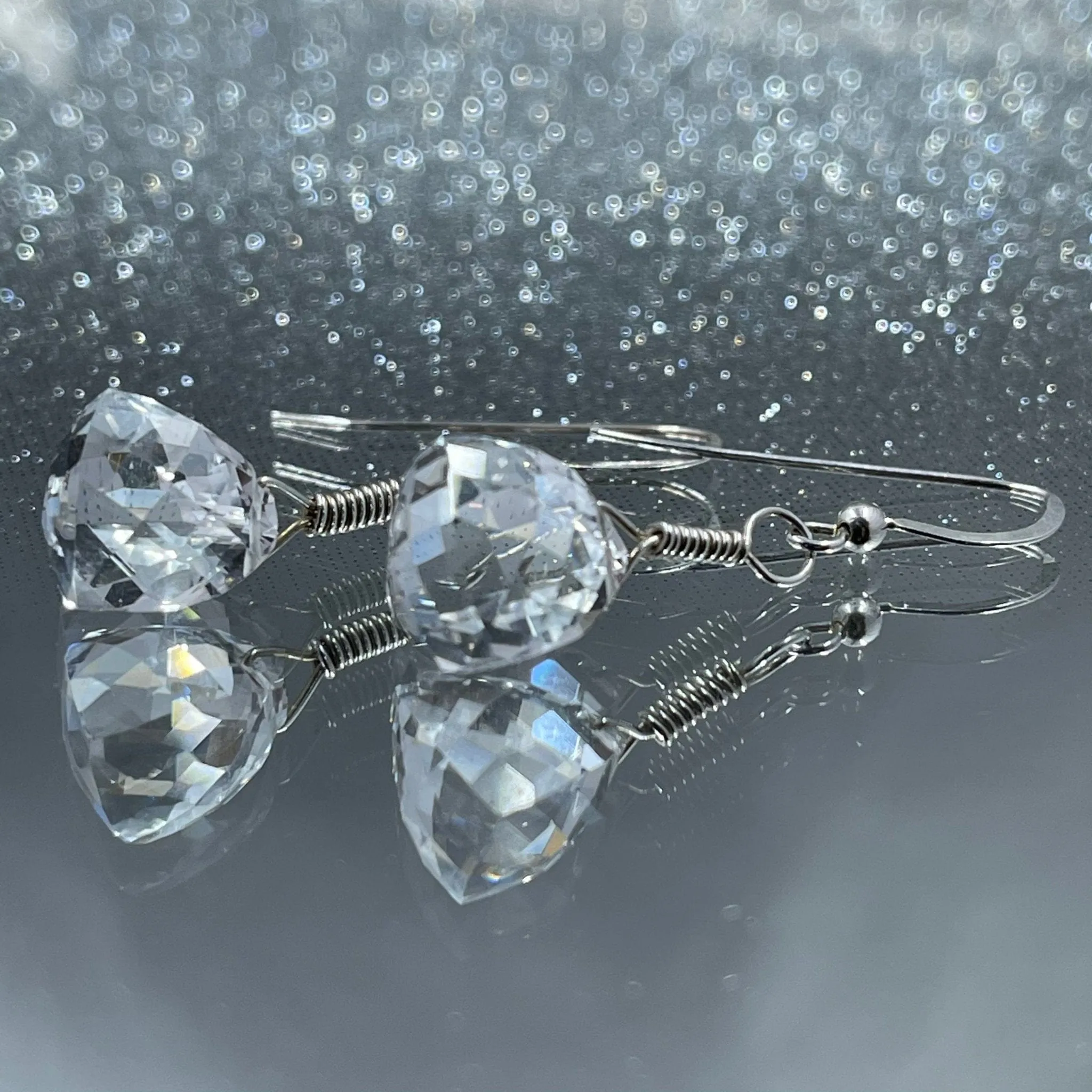 Quartz Crystal 3-D Pyramid Earrings