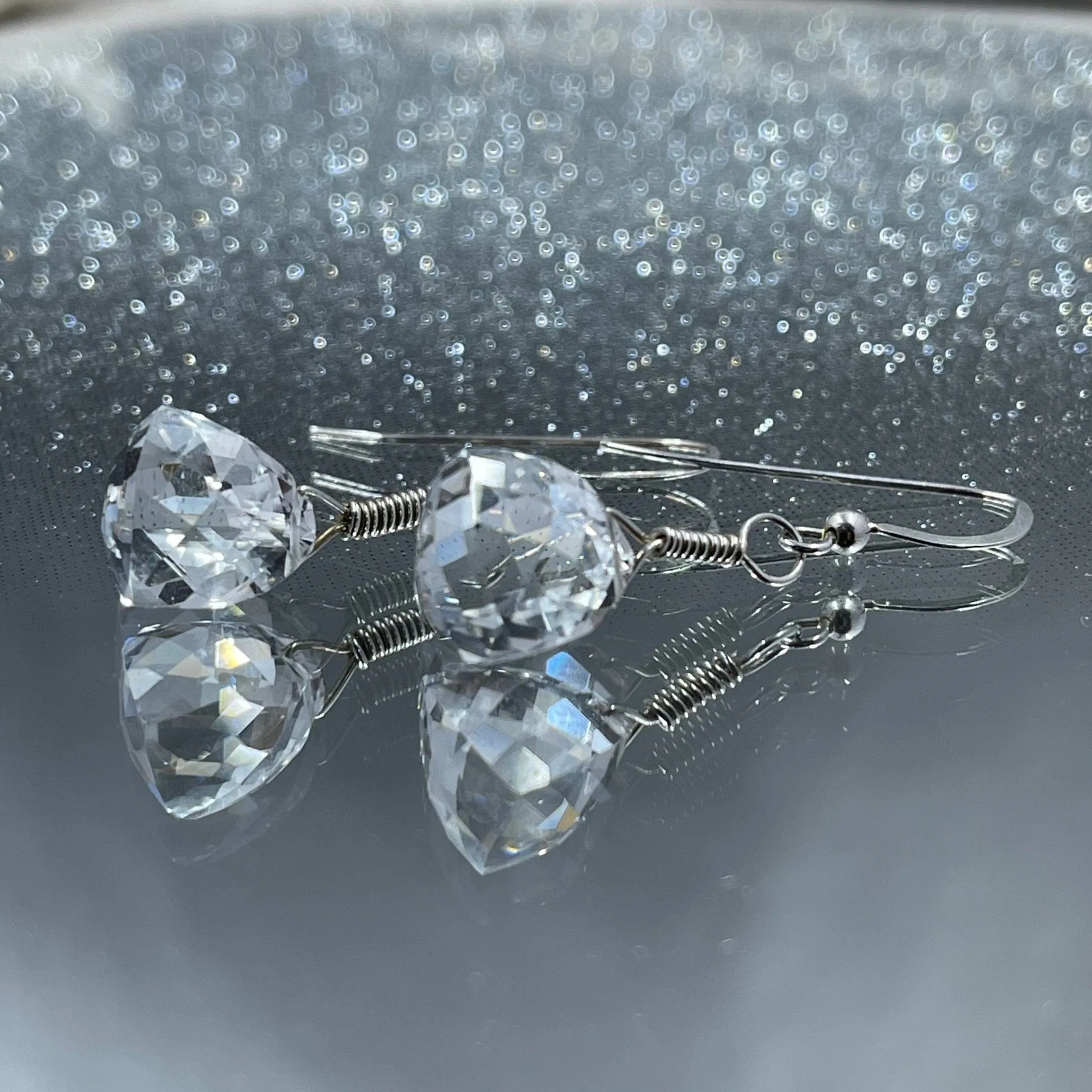 Quartz Crystal 3-D Pyramid Earrings