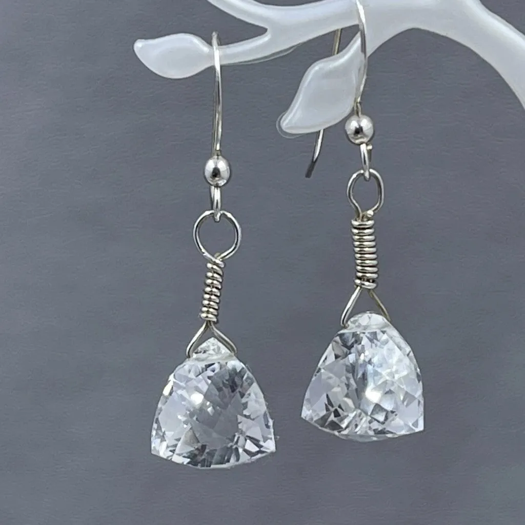 Quartz Crystal 3-D Pyramid Earrings