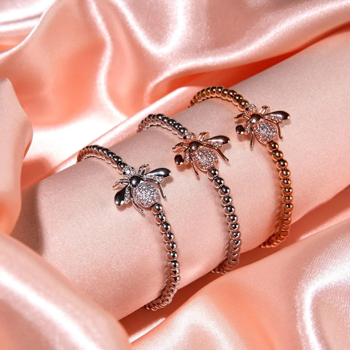 Queen | Silver | Crystal Honeybee Charm Bracelet
