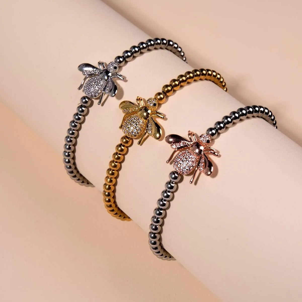 Queen | Silver | Crystal Honeybee Charm Bracelet