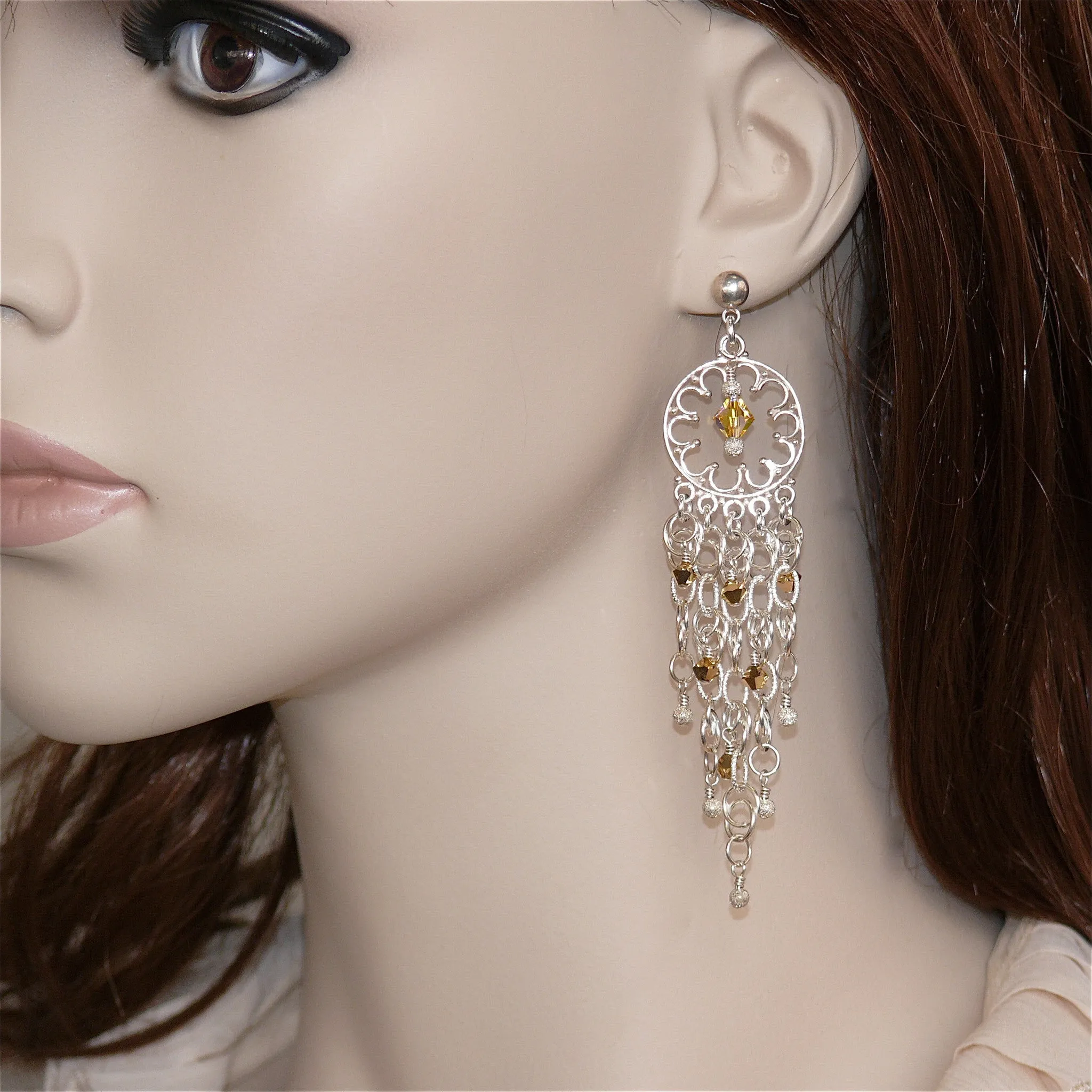 "Crystal Sunrise" Chandelier Earrings