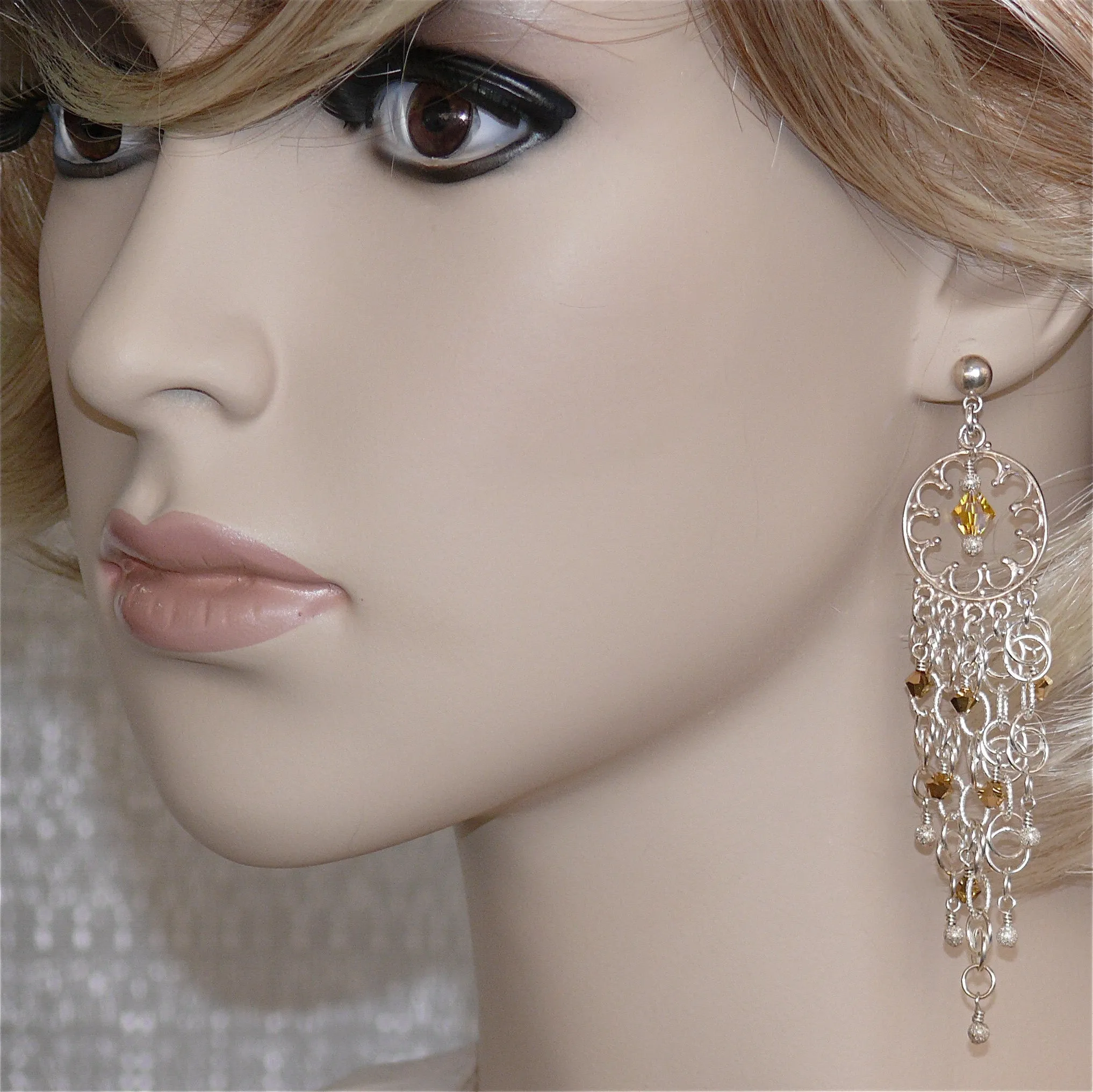 "Crystal Sunrise" Chandelier Earrings