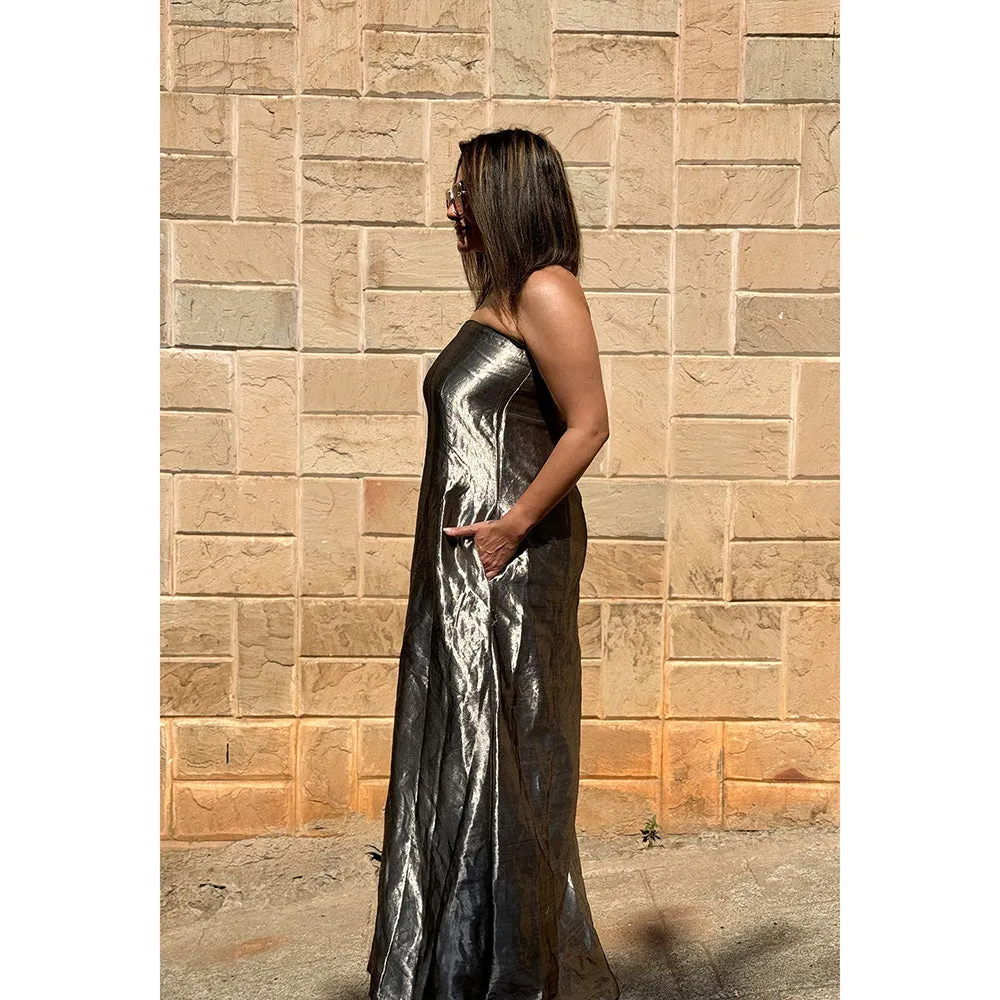 RAISHAA Grey Selene Maxi Cocktail Dress