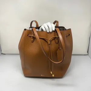 Ralph Lauren Dark Tan Leather Toggle Pull Bucket Bag