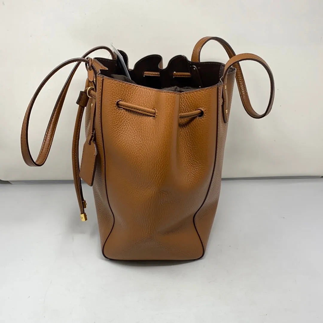 Ralph Lauren Dark Tan Leather Toggle Pull Bucket Bag