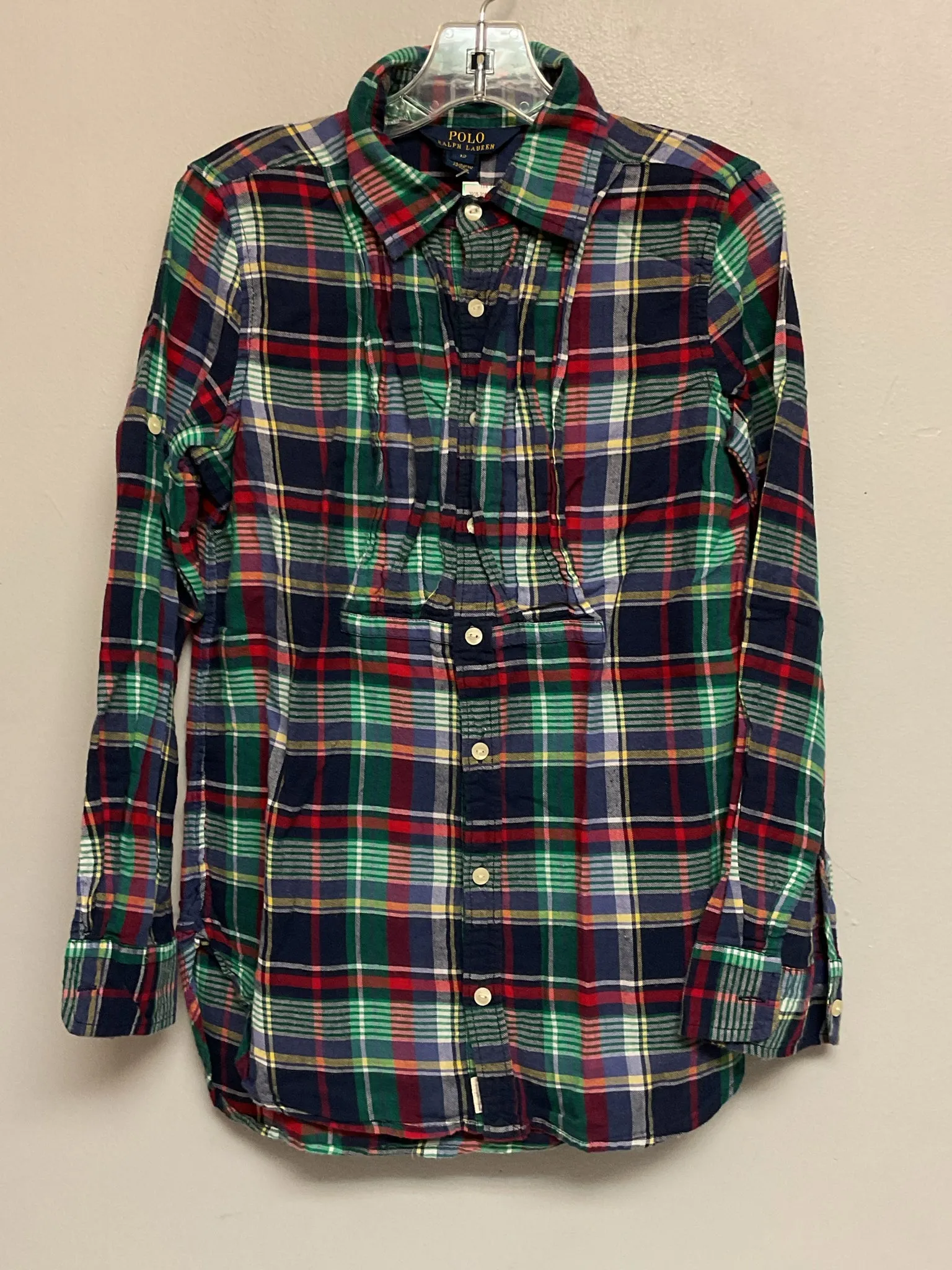 Ralph Lauren Size 12 Green & Red Flannel Big Girls Blouses & Button Downs
