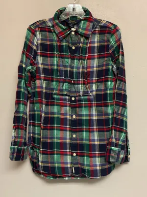 Ralph Lauren Size 12 Green & Red Flannel Big Girls Blouses & Button Downs