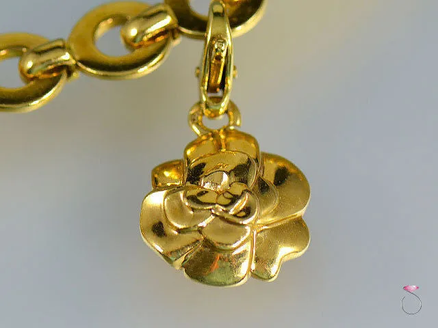 Rare Chanel Camellia Five Charms No 5 C Logo Bracelet in 18K
