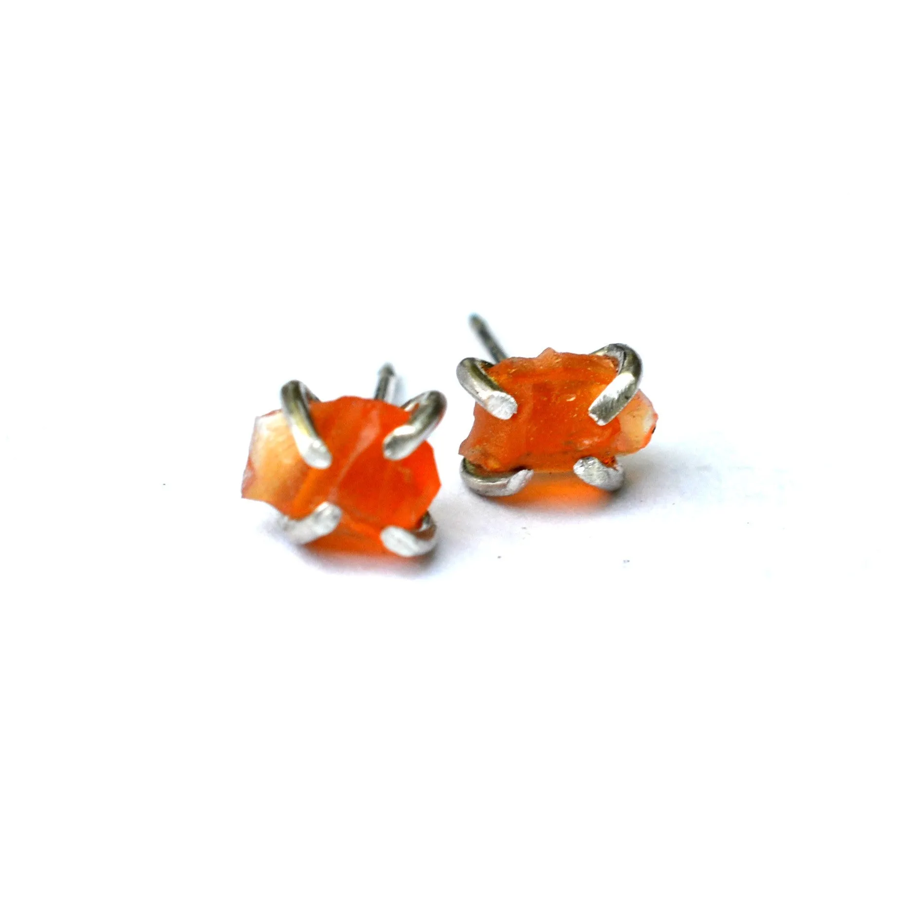 Raw Carnelian Stud Earrings