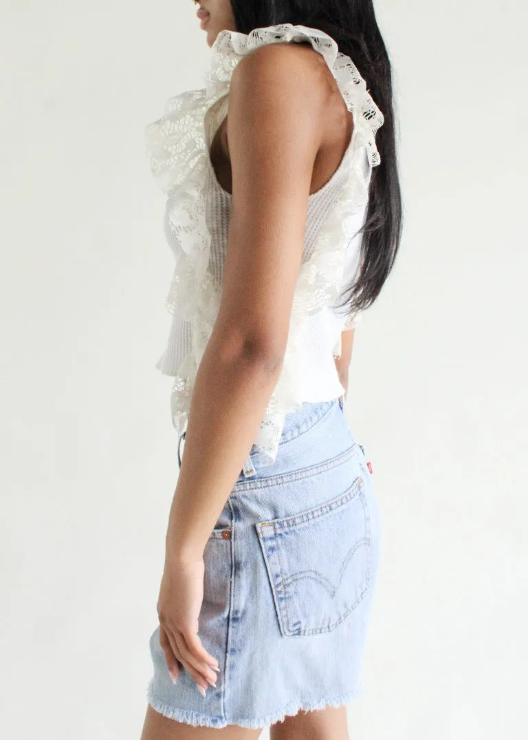 RCYCLD Thermal   Lace Ruffle Tank