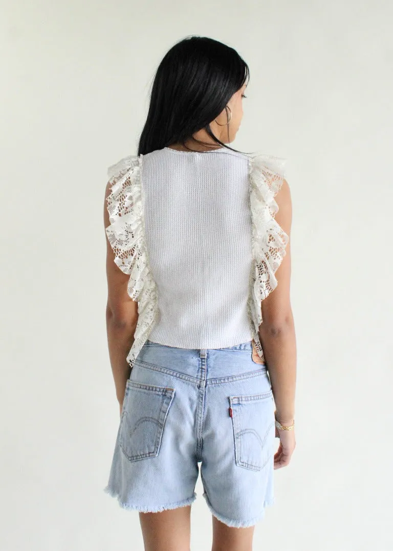 RCYCLD Thermal   Lace Ruffle Tank