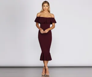 Ready And Stylish Ruffled Midi Dress