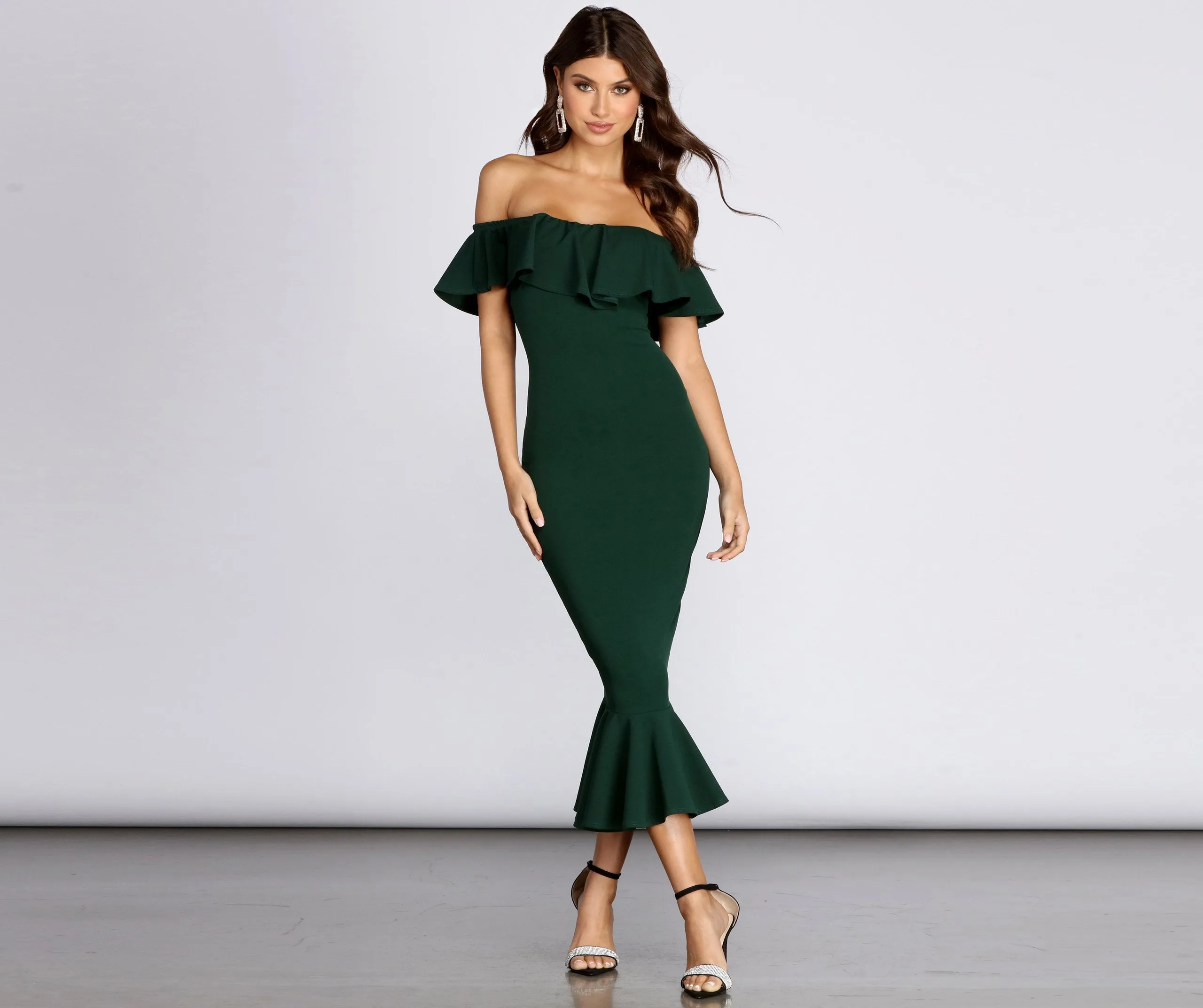 Ready And Stylish Ruffled Midi Dress