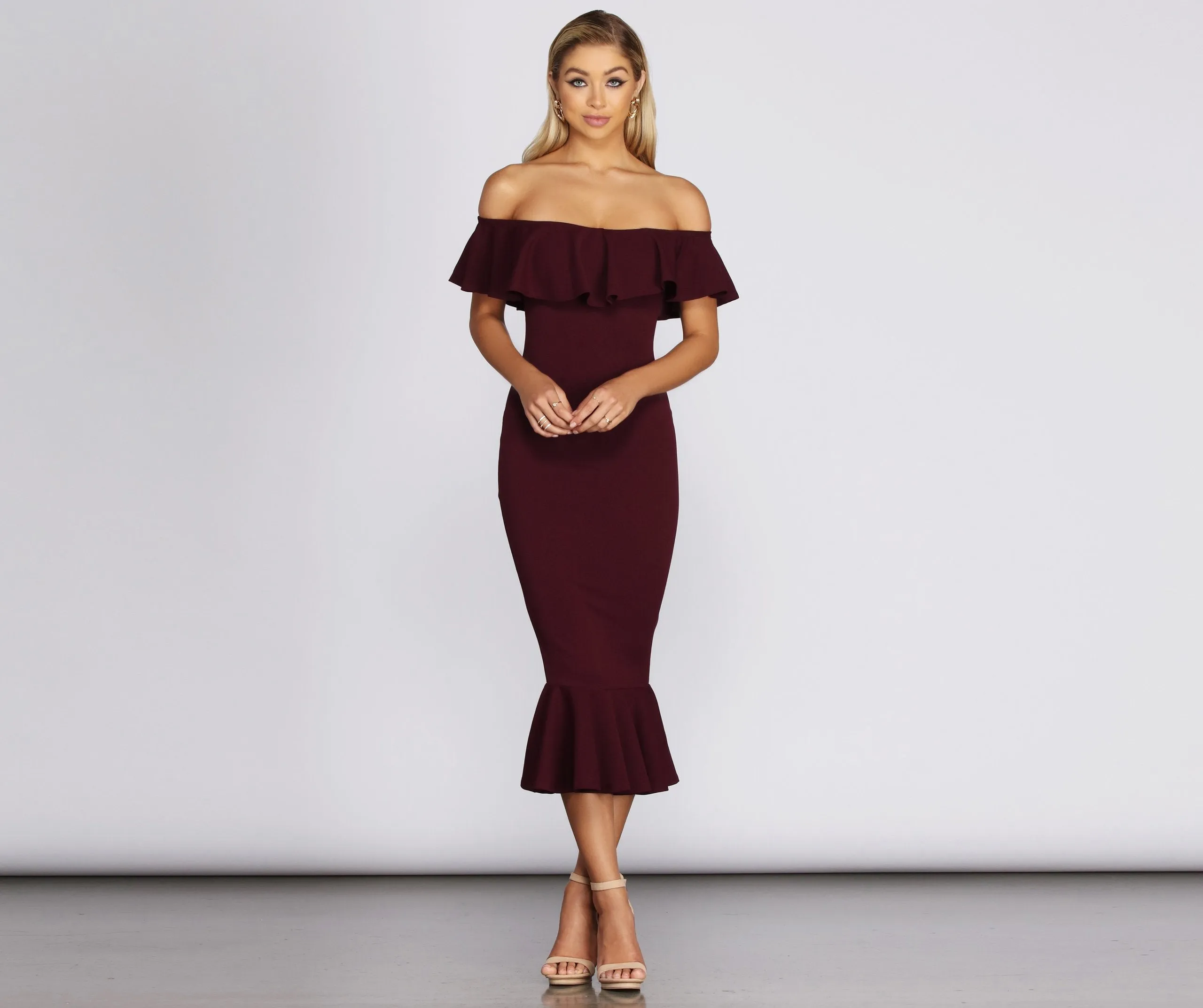 Ready And Stylish Ruffled Midi Dress
