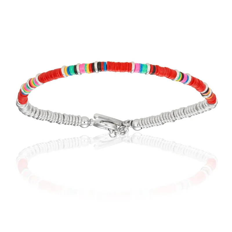 Red Bracelets and Silver Gift Idea for her