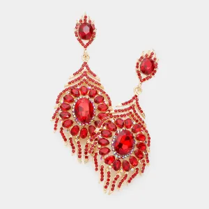 Red Crystal and Rhinestone Chandelier Earrings | Pageant Earrings | 283414