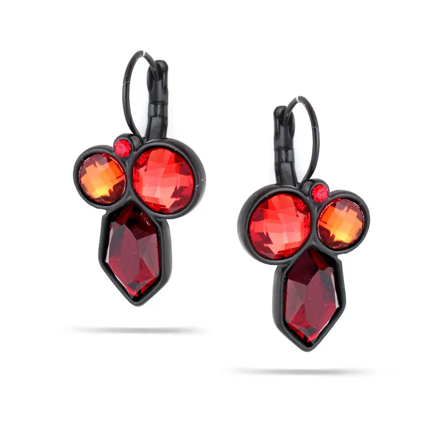 RED FACETED FRENCH CLIP  EARRINGS #227RD3501 (1B12)