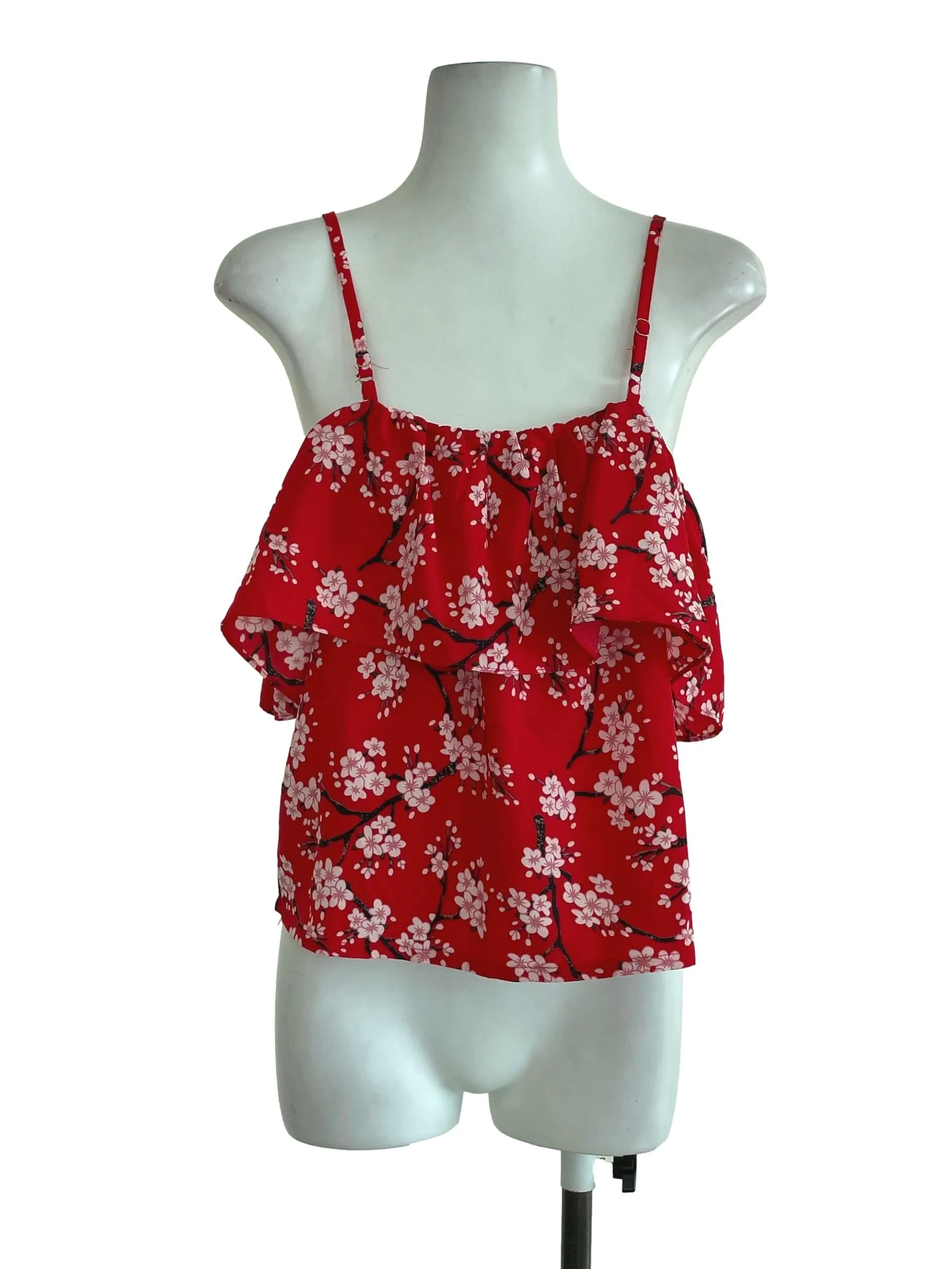 Red Floral Off-Shoulder Top