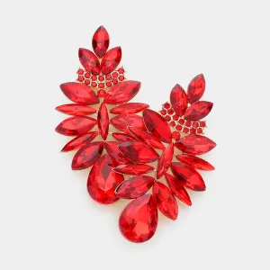 Red Marquise Stone Cluster Chandelier Earrings  | Pageant Earrings | 610726