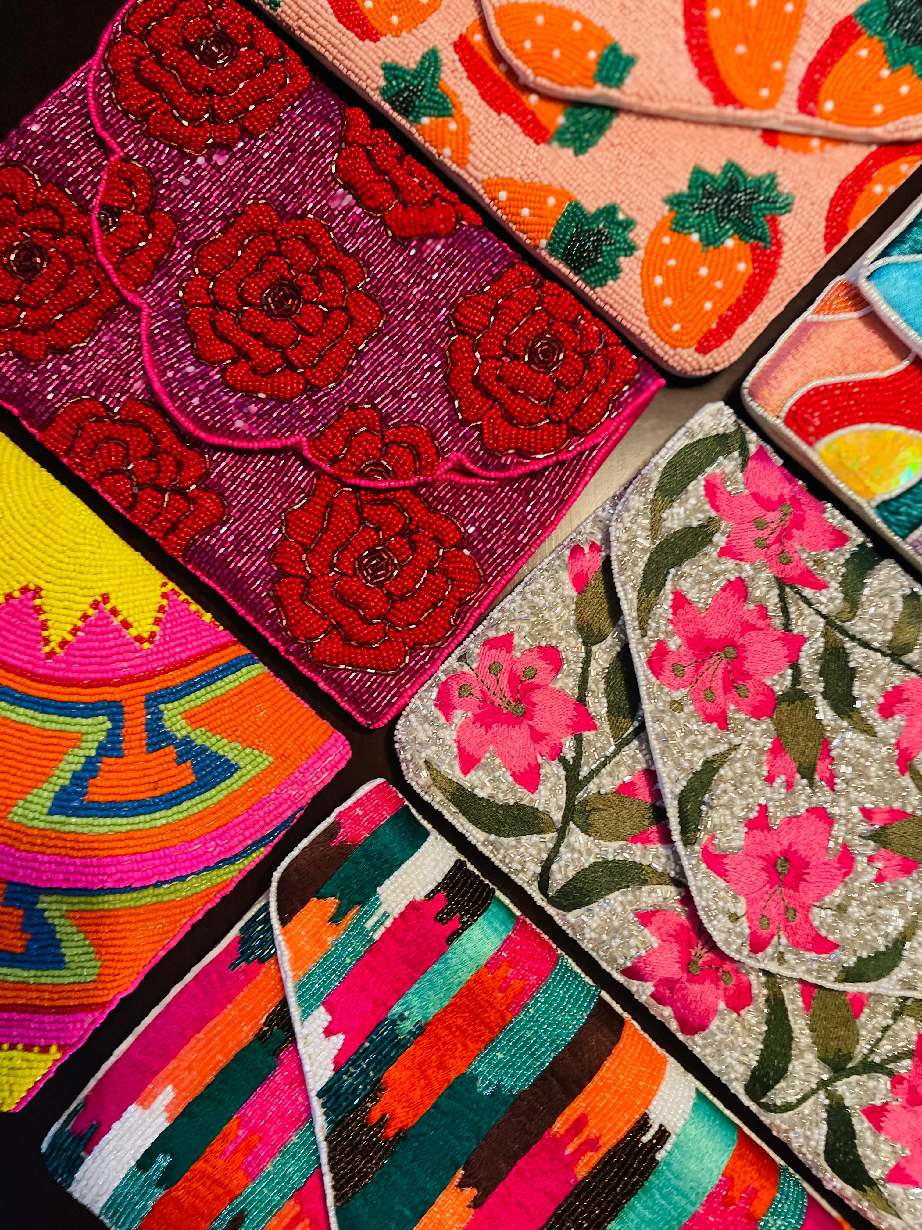 Red Rose Handmade Beaded Clutch