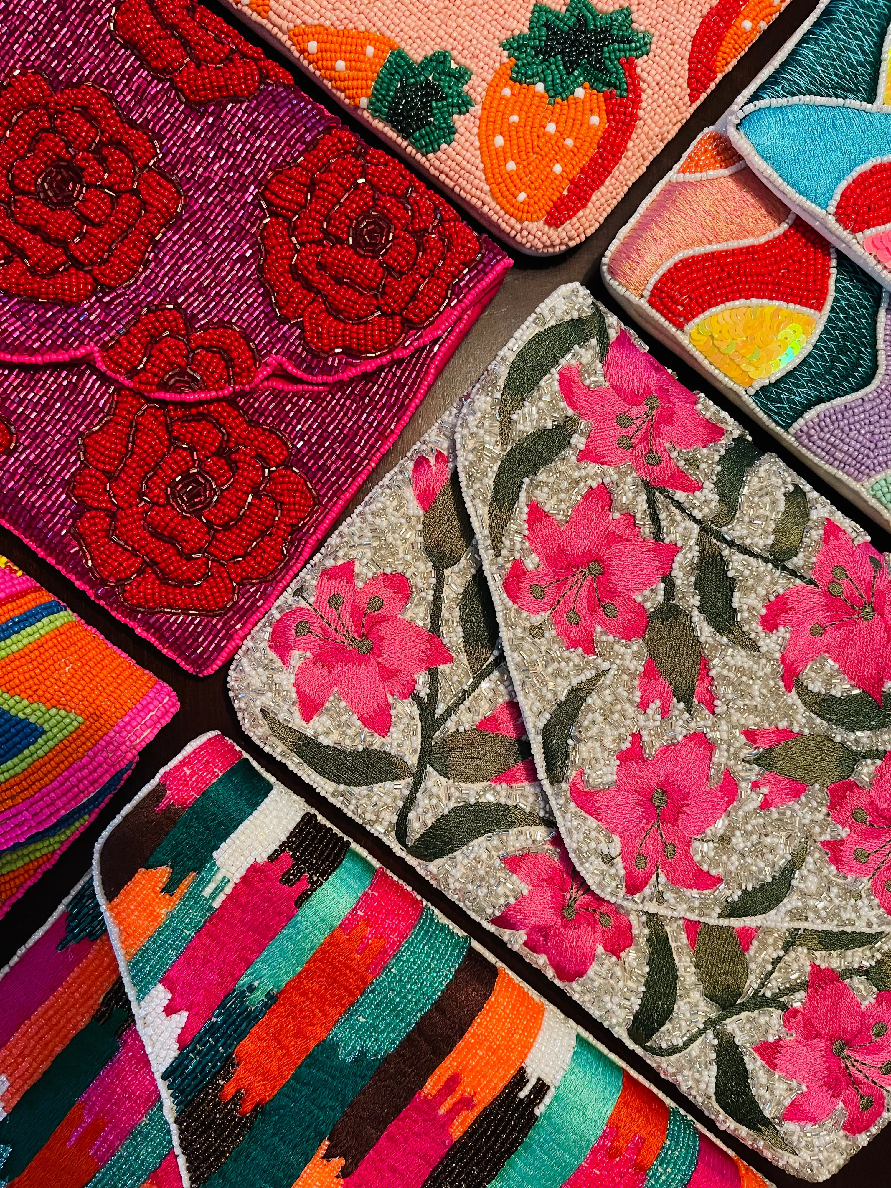 Red Rose Handmade Beaded Clutch