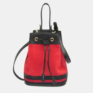 Red Suede Ophidia Mini Bucket Bag