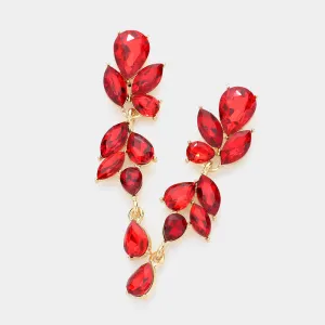 Red Teardrop and Marquise Cluster Dangle Earrings  | Pageant Jewelry | Prom Jewelry |  615625