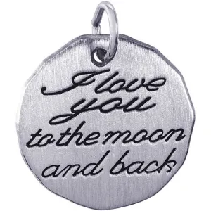 Rembrandt Charms Sterling Silver Rhodium Plated "I Love You To The Moon And Back" Pendant