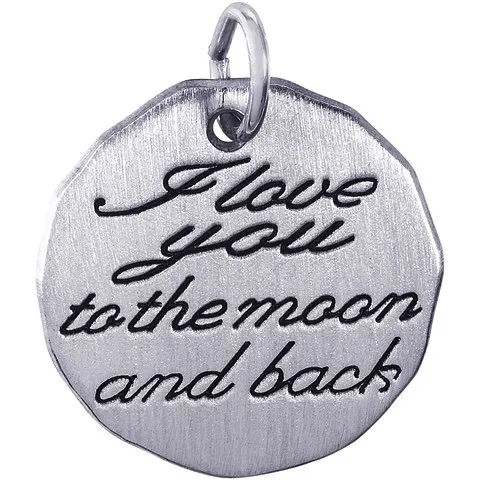 Rembrandt Charms Sterling Silver Rhodium Plated "I Love You To The Moon And Back" Pendant