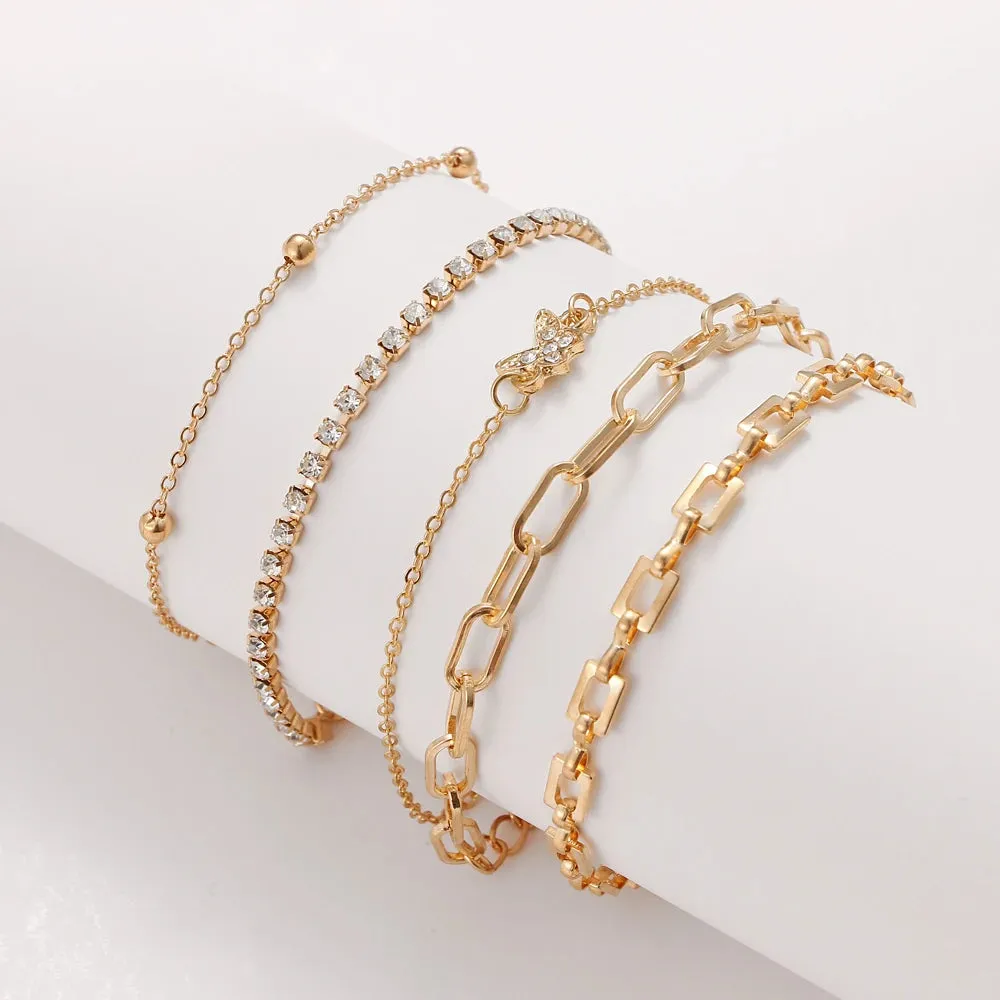 Retro Punk Metal Chain Bracelet Set for Women